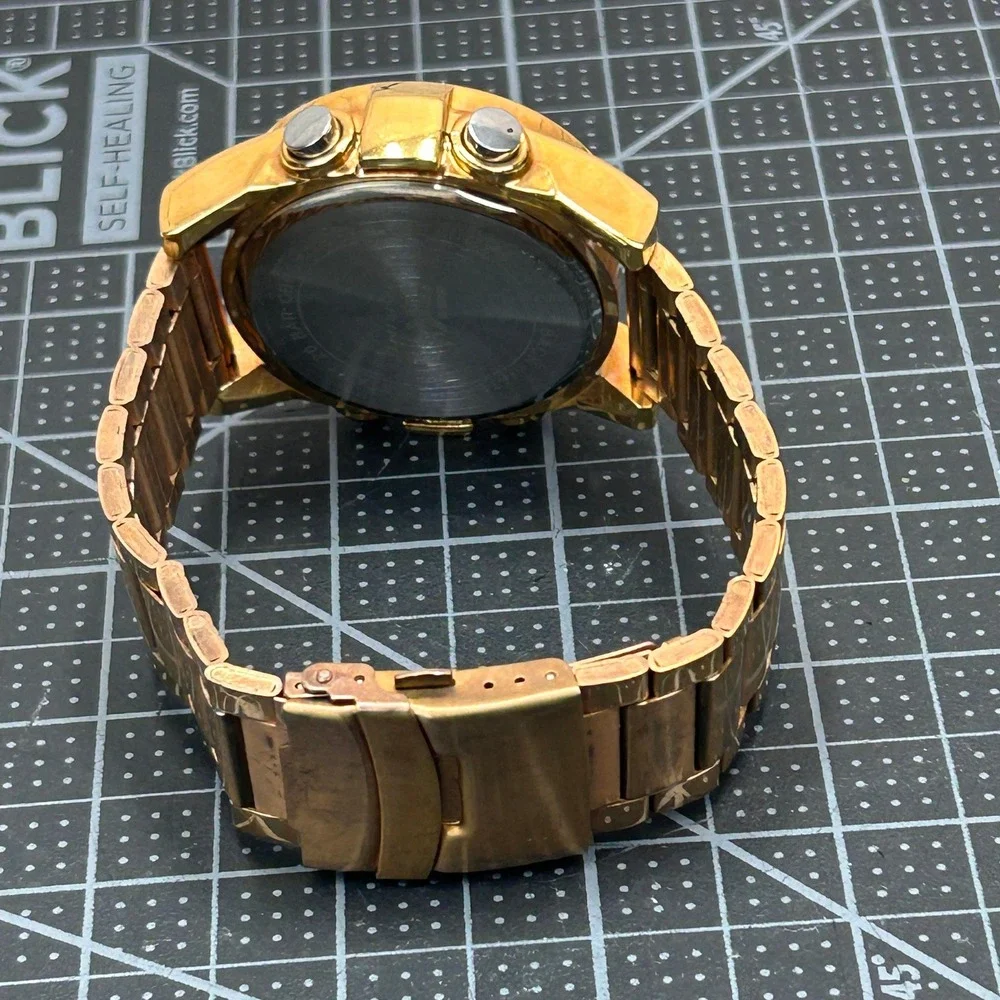 Sky Marine Digital‎ Watch Gold Tone Stainless Steel Tested Working